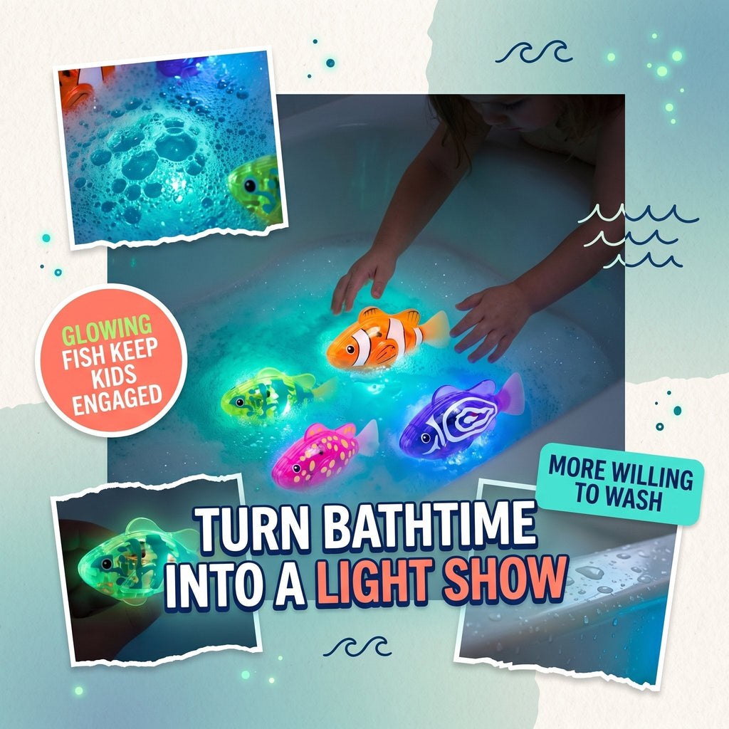 🐟Electronic Pet Fish Bath Toy | LED Light Up | Auto-Swimming Bath Toy