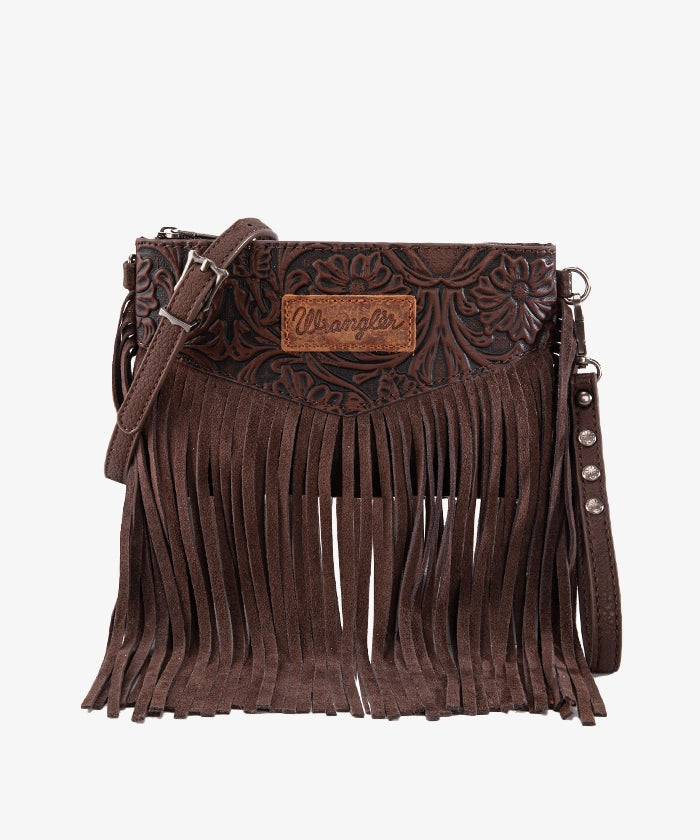 Wrangler Vintage Floral Western Fringe Crossbody Bag