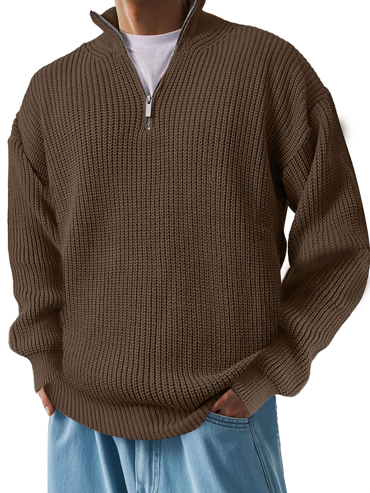 Men's Fashion Casual Stand Collar Long Sleeve Sweater