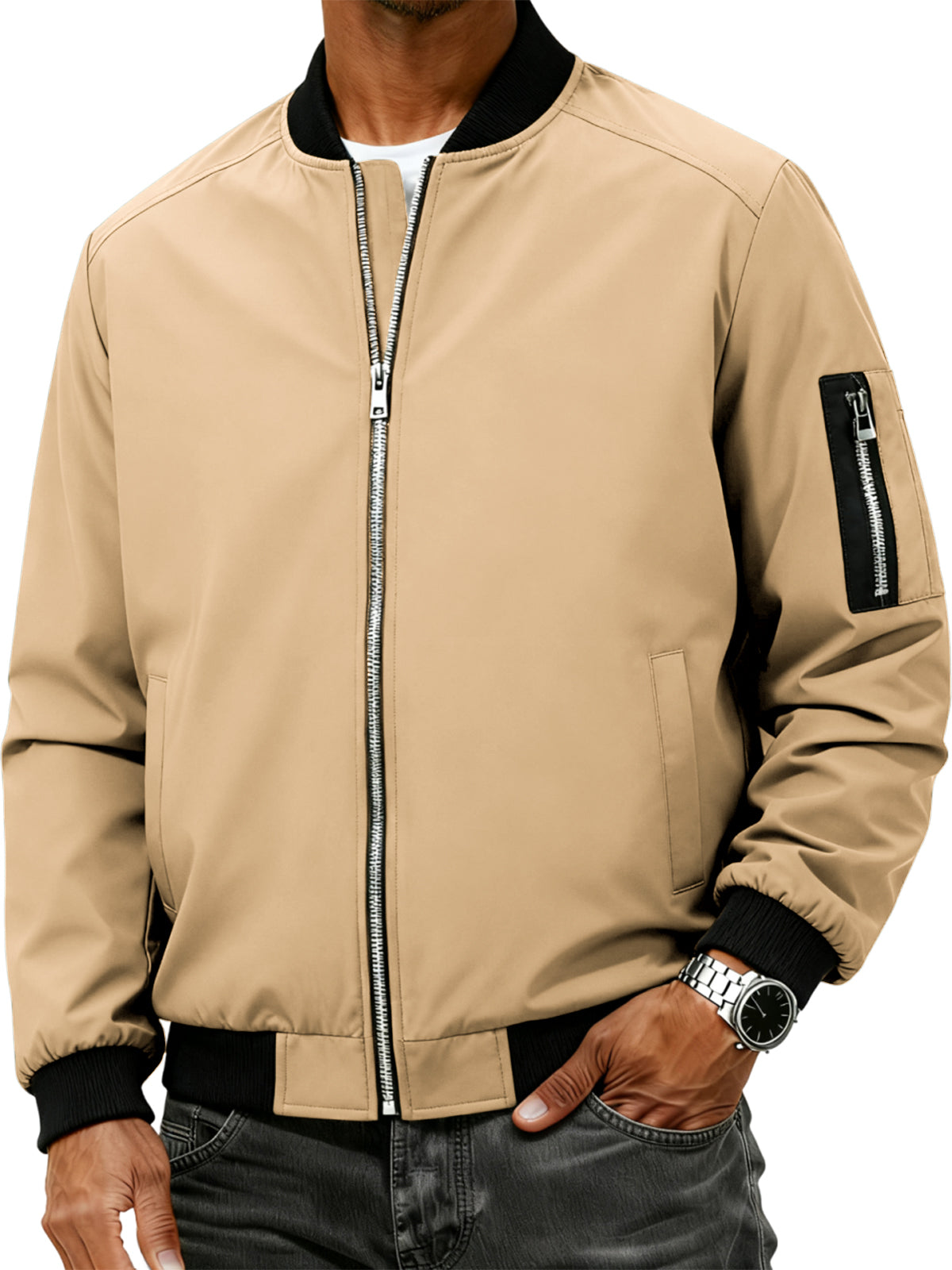 Men's Stand-up Collar Cardigan Zip-up Fashion Jacket