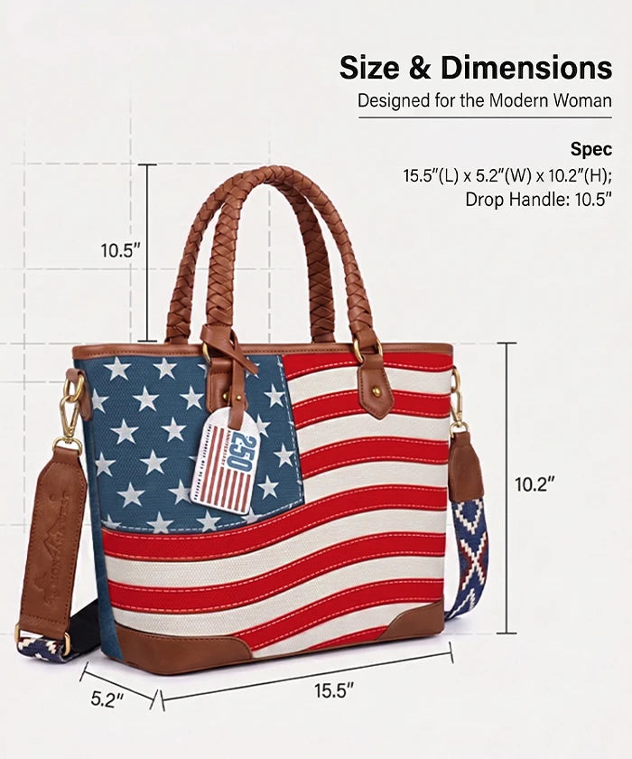 Montana West Vintage American Flag Tote Bag