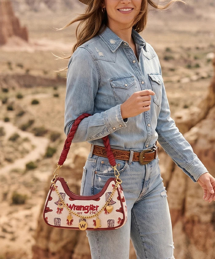 Wrangler Rodeo Icons Braided Handle Shoulder Bag