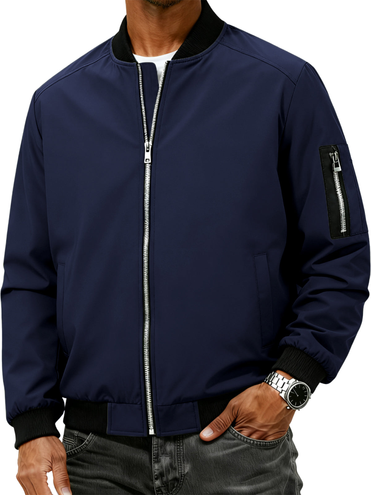 Men's Stand-up Collar Cardigan Zip-up Fashion Jacket