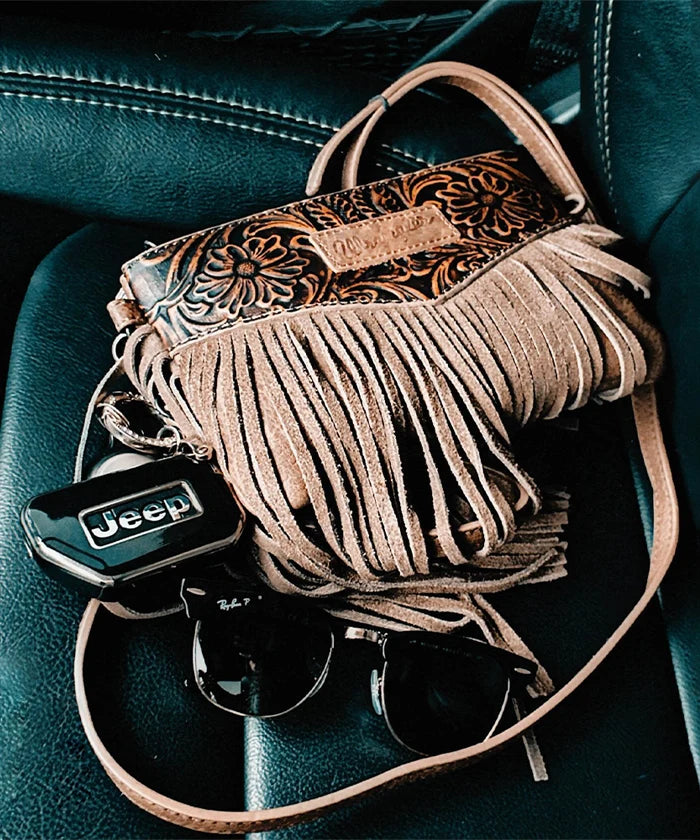 Wrangler Vintage Floral Western Fringe Crossbody Bag