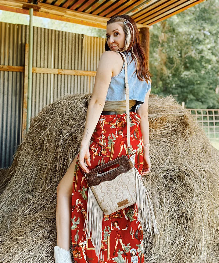 Wrangler Tooled Fringe Crossbody Bag