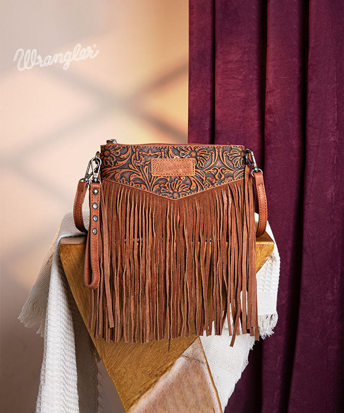 Wrangler Vintage Floral Western Fringe Crossbody Bag