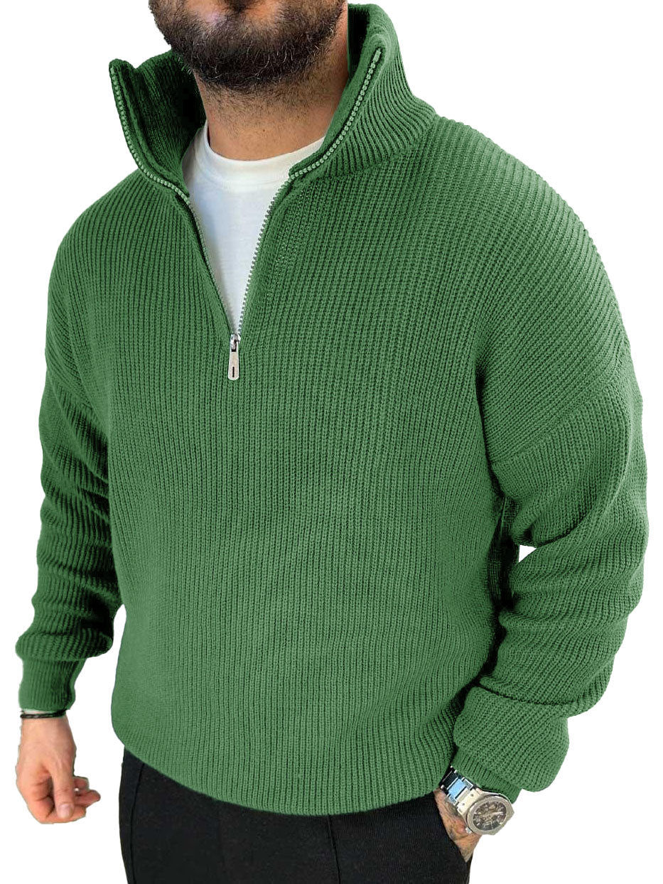 Men's Fashionable Casual Stand Collar Zipper Sweater