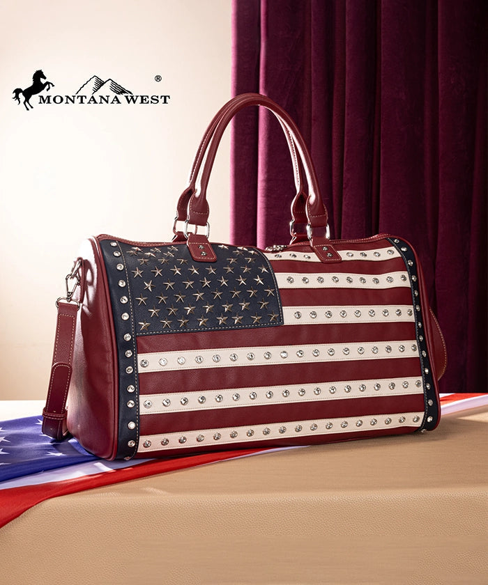 Montana West Studded American Flag Duffle Bag