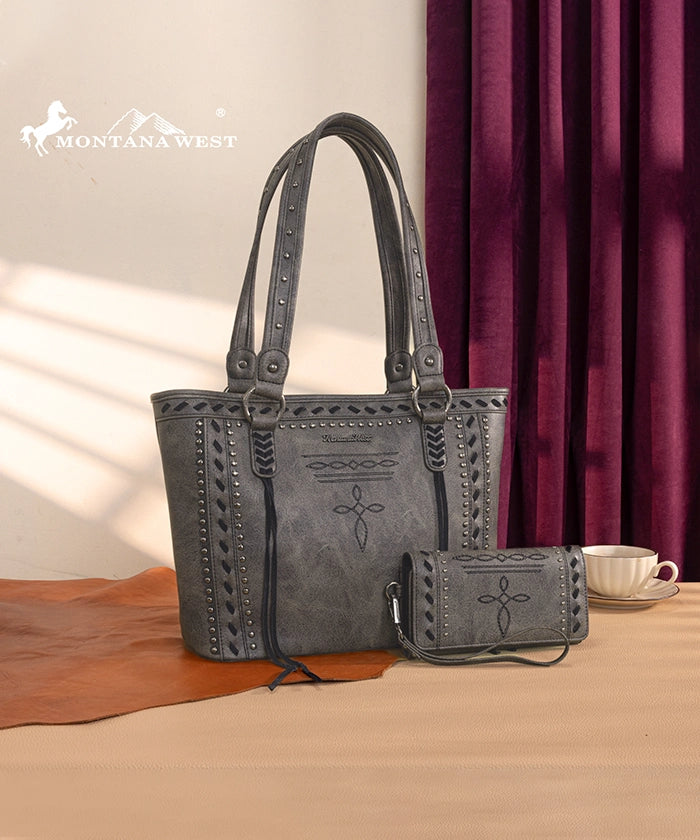 Montana West Cross Stitch Concealed Carry Tote Bag Set