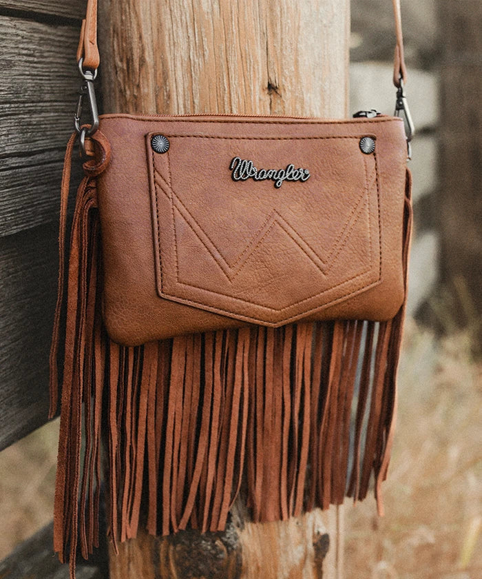 Wrangler Vintage Floral Western Fringe Crossbody Bag