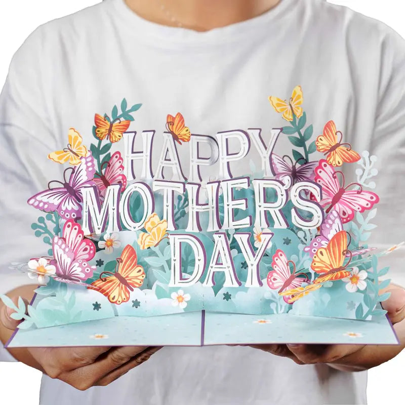 Handcrafted 3D Pop-Up Mother's Day Card - Exquisite Floral Butterfly Art
