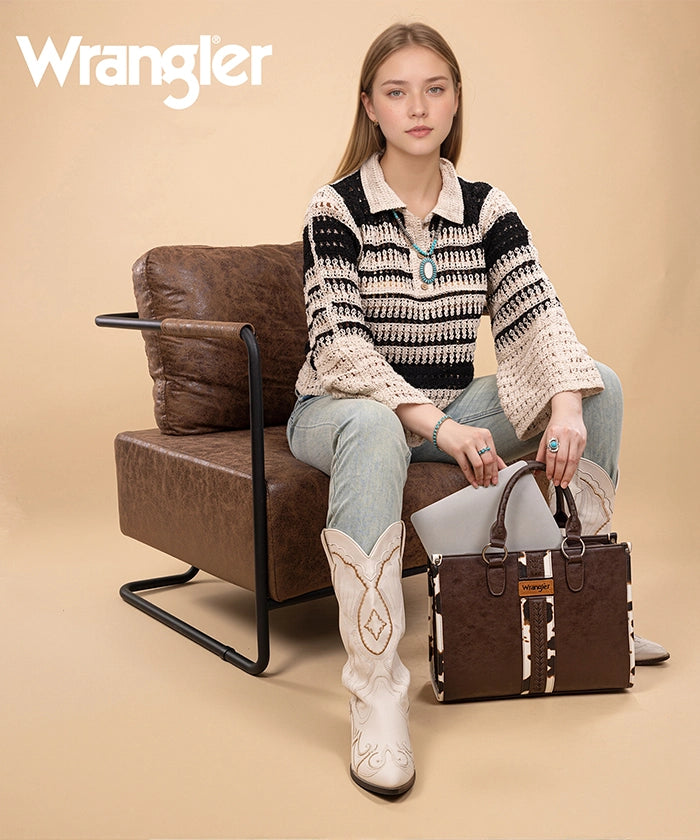 Wrangler Print Whipstitch Concealed Carry Tote Bag