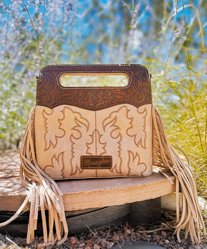 Wrangler Tooled Fringe Crossbody Bag