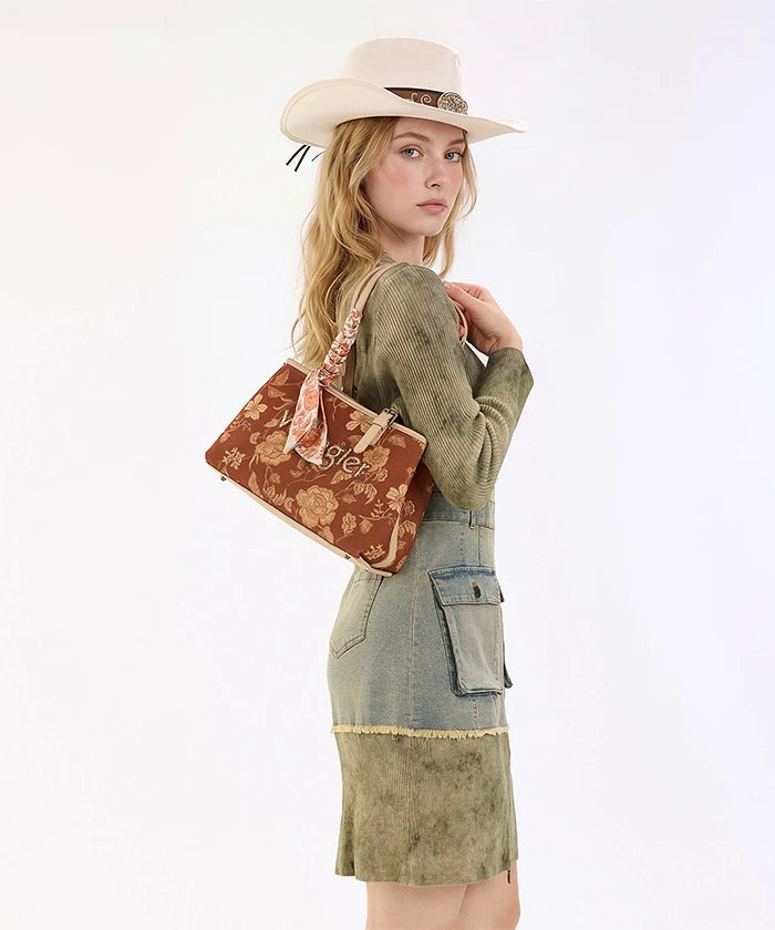 Wrangler Vintage Floral Print Canvas Shoulder Bag