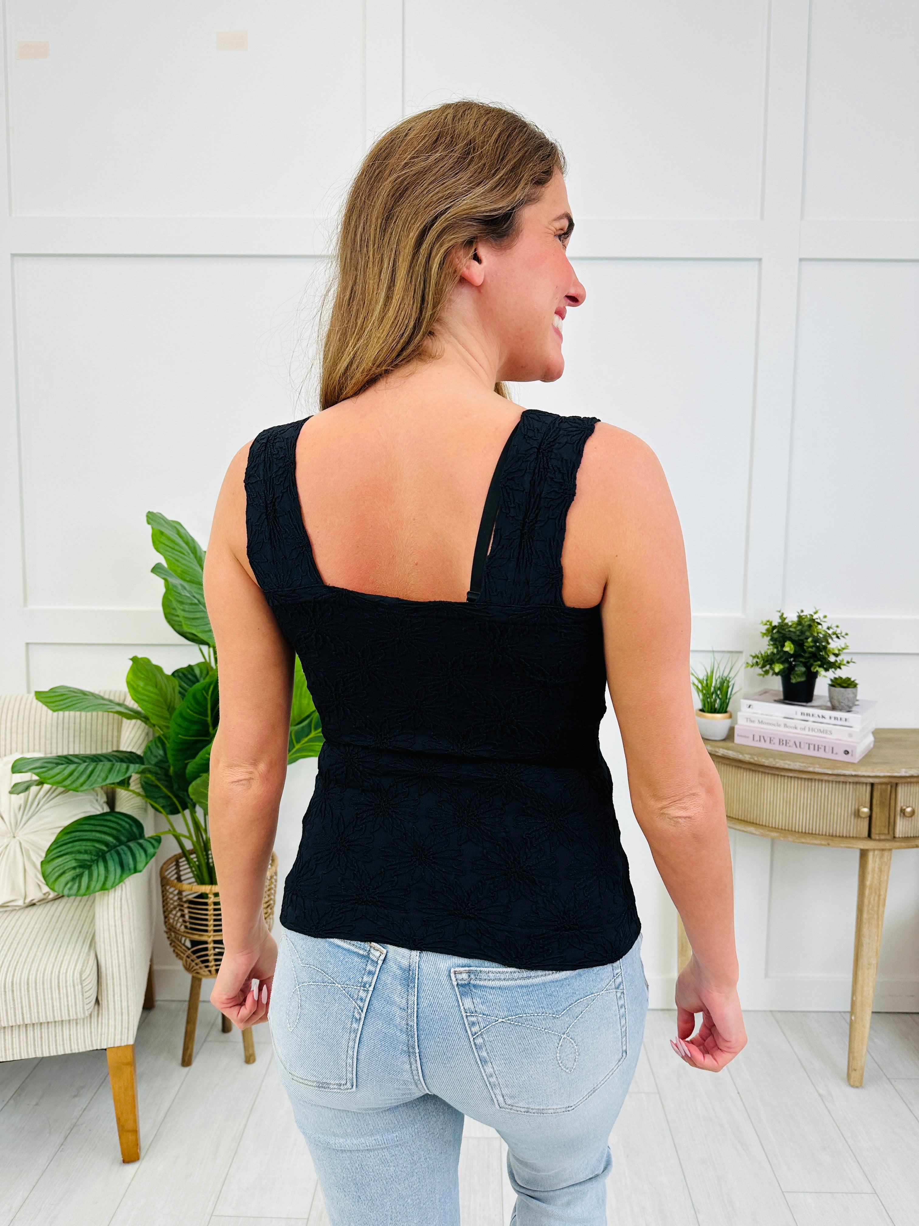 Petal Charm Tank In Black