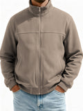 Men's Suede Zip-Up Flight Jacket with Minimalist Patchwork Design
