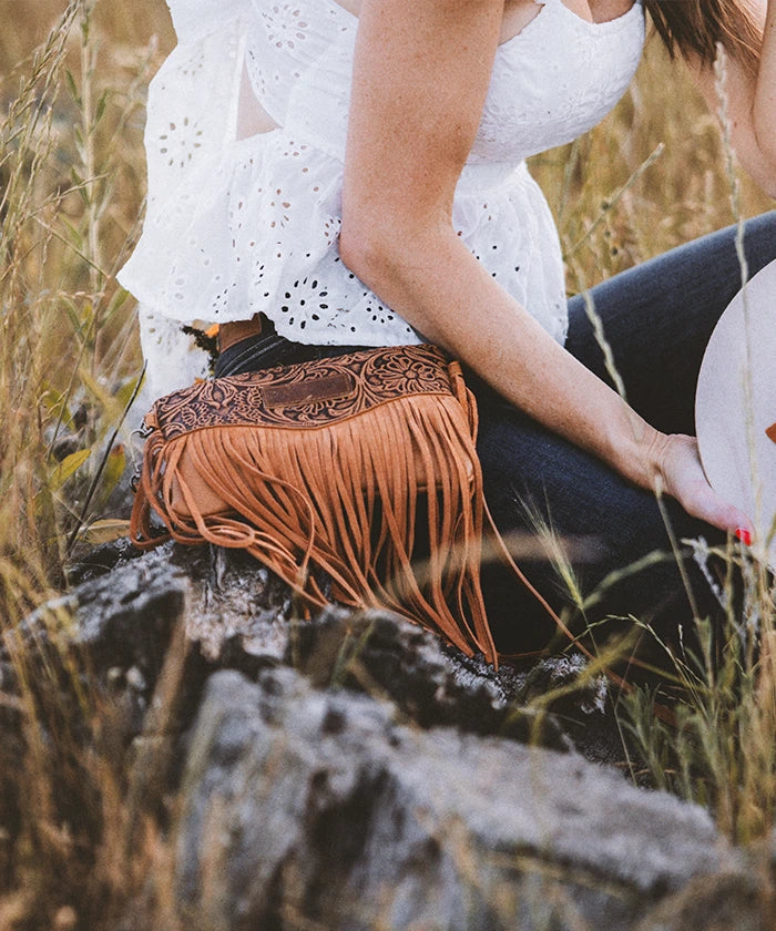 Wrangler Vintage Floral Western Fringe Crossbody Bag