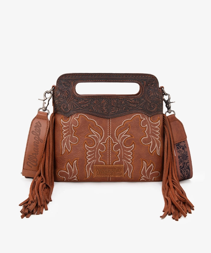 Wrangler Tooled Fringe Crossbody Bag