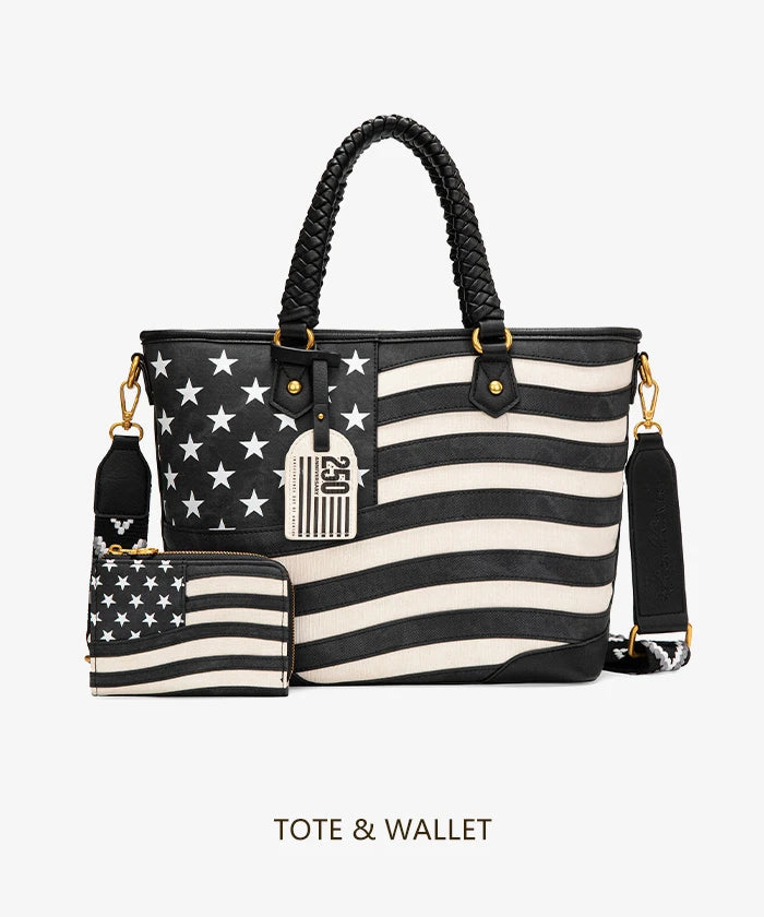 Montana West Vintage American Flag Tote Bag