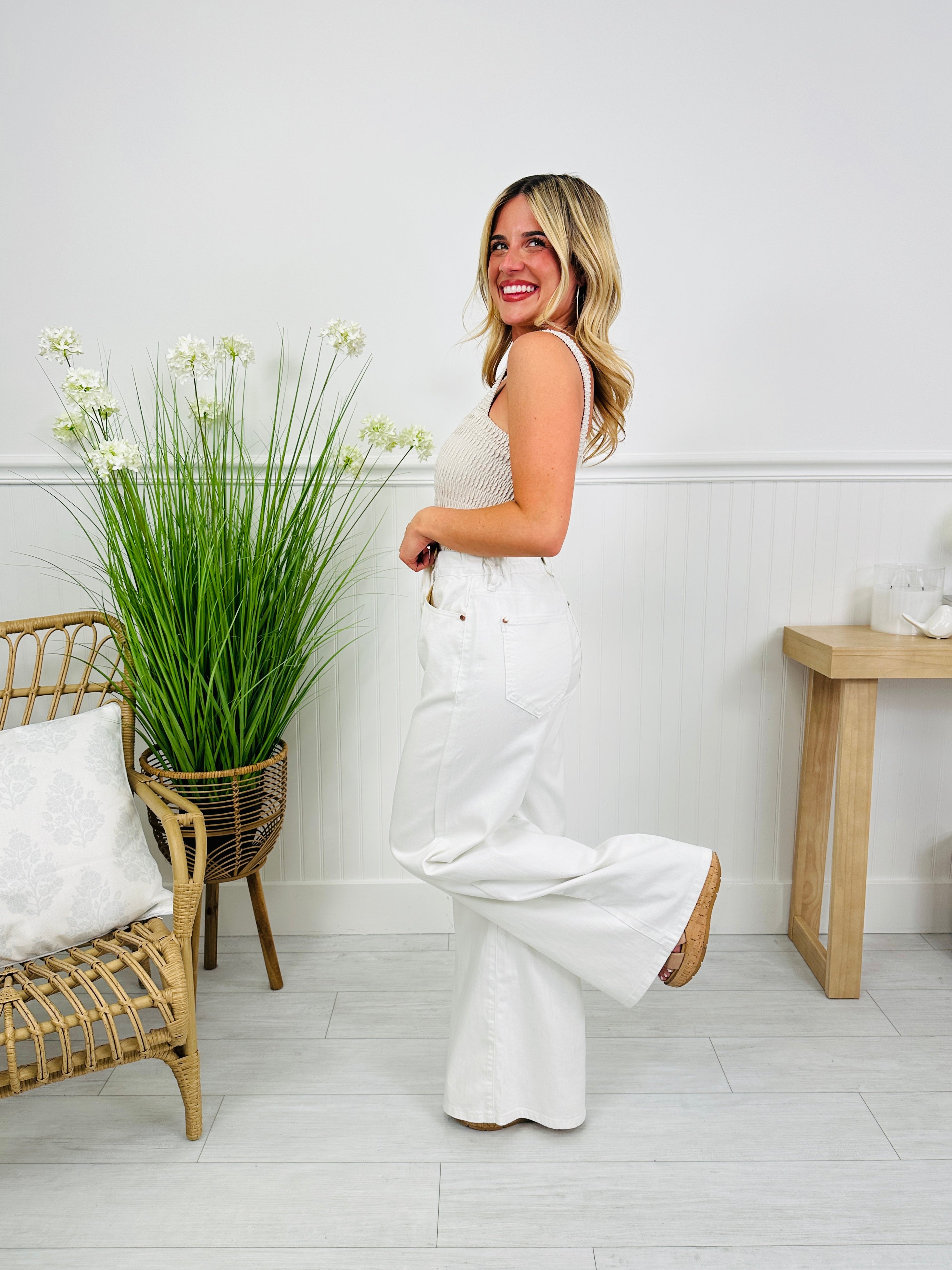 Judy Blue White As a Feather Palazzo Jeans