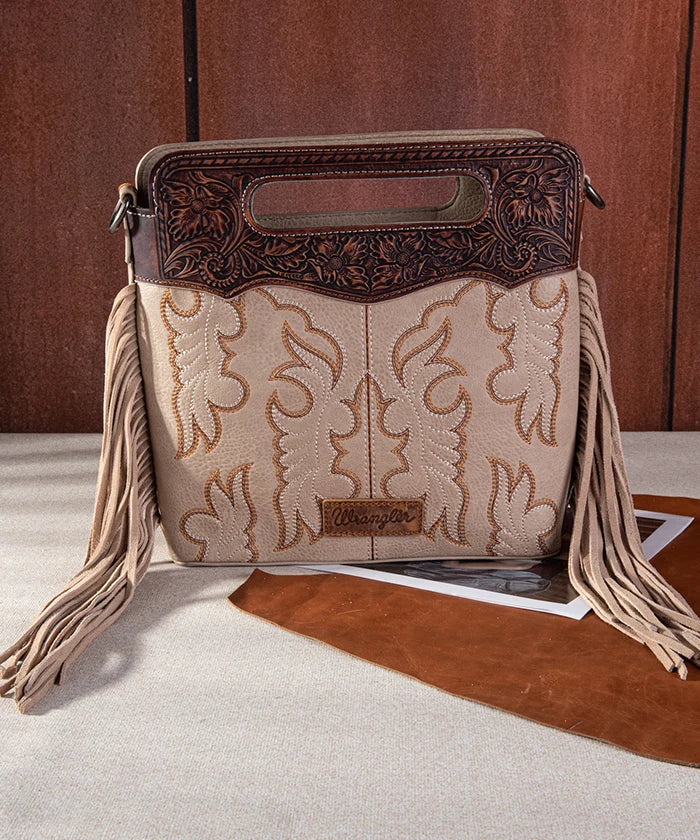 Wrangler Tooled Fringe Crossbody Bag