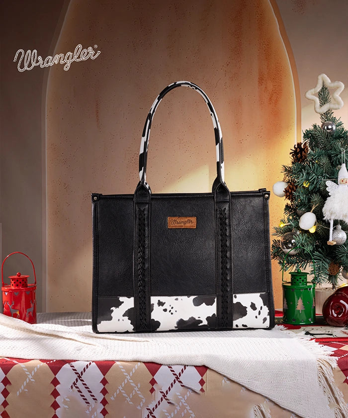 Wrangler Wide Cow Print Tote Bag