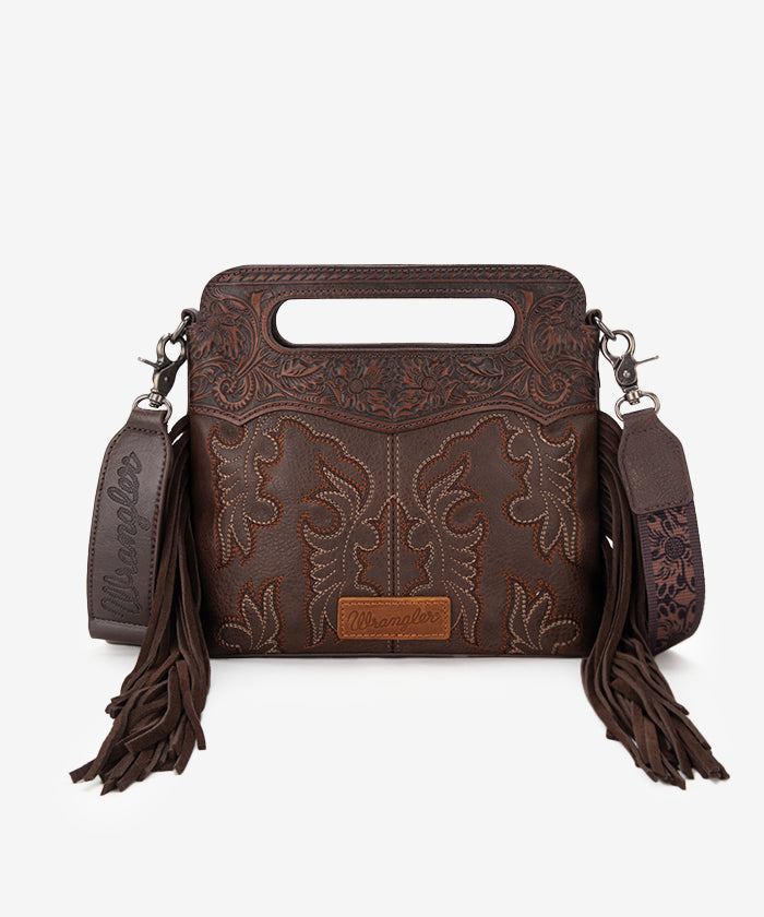Wrangler Tooled Fringe Crossbody Bag
