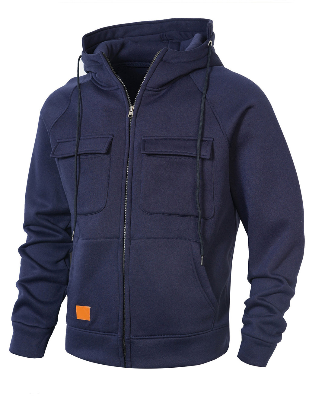 Men's Casual Solid Color Multi-pocket Hooded Cardigan Zipper Jacket