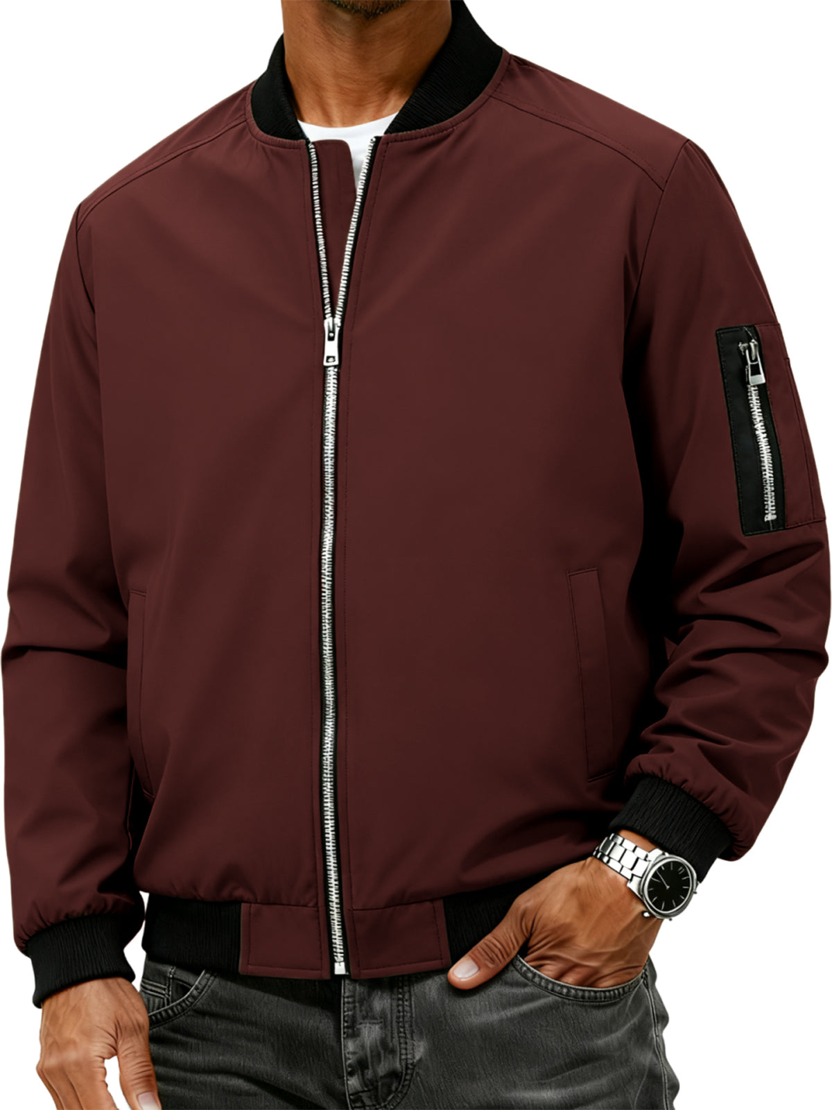 Men's Stand-up Collar Cardigan Zip-up Fashion Jacket