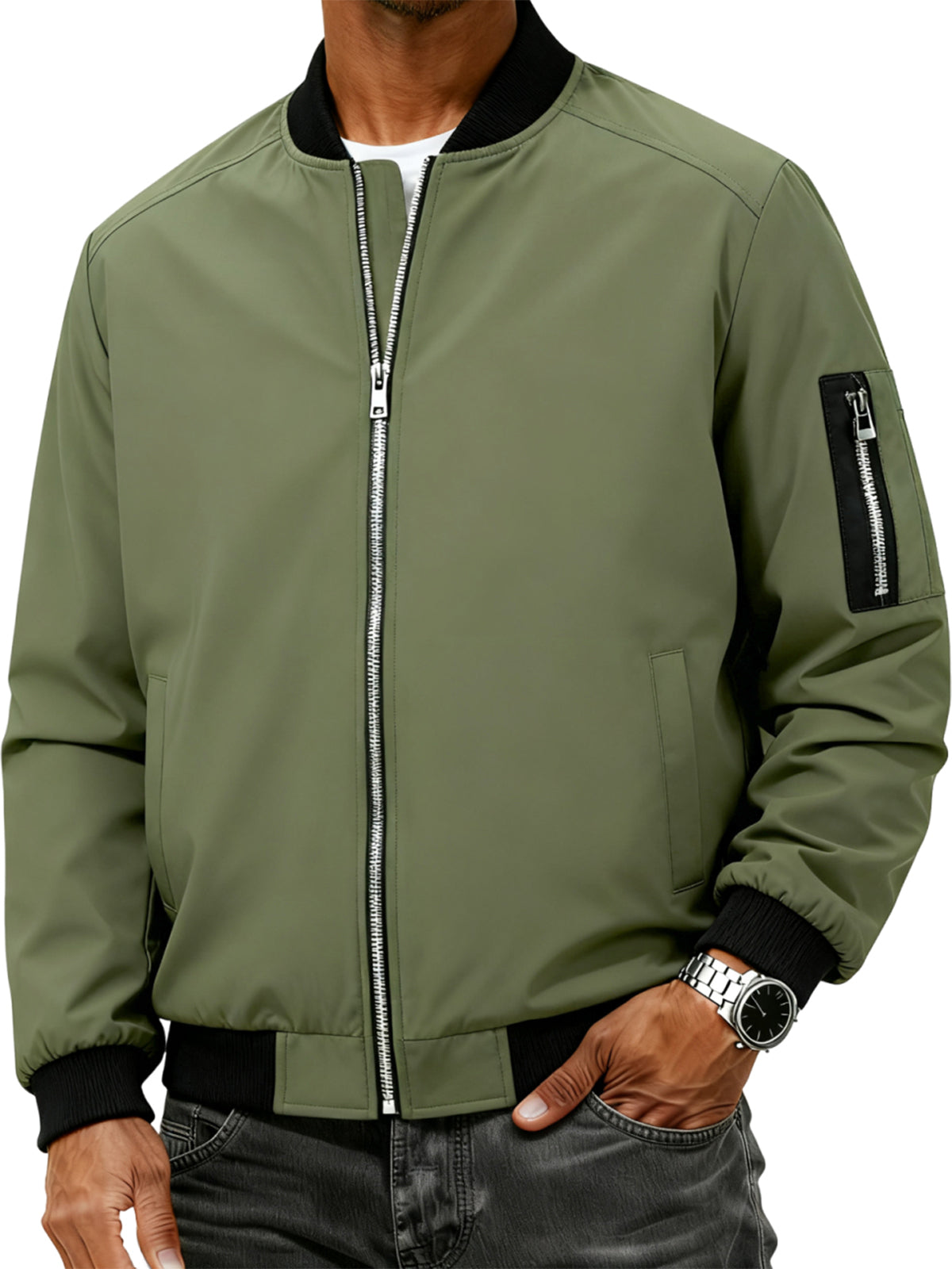 Men's Stand-up Collar Cardigan Zip-up Fashion Jacket