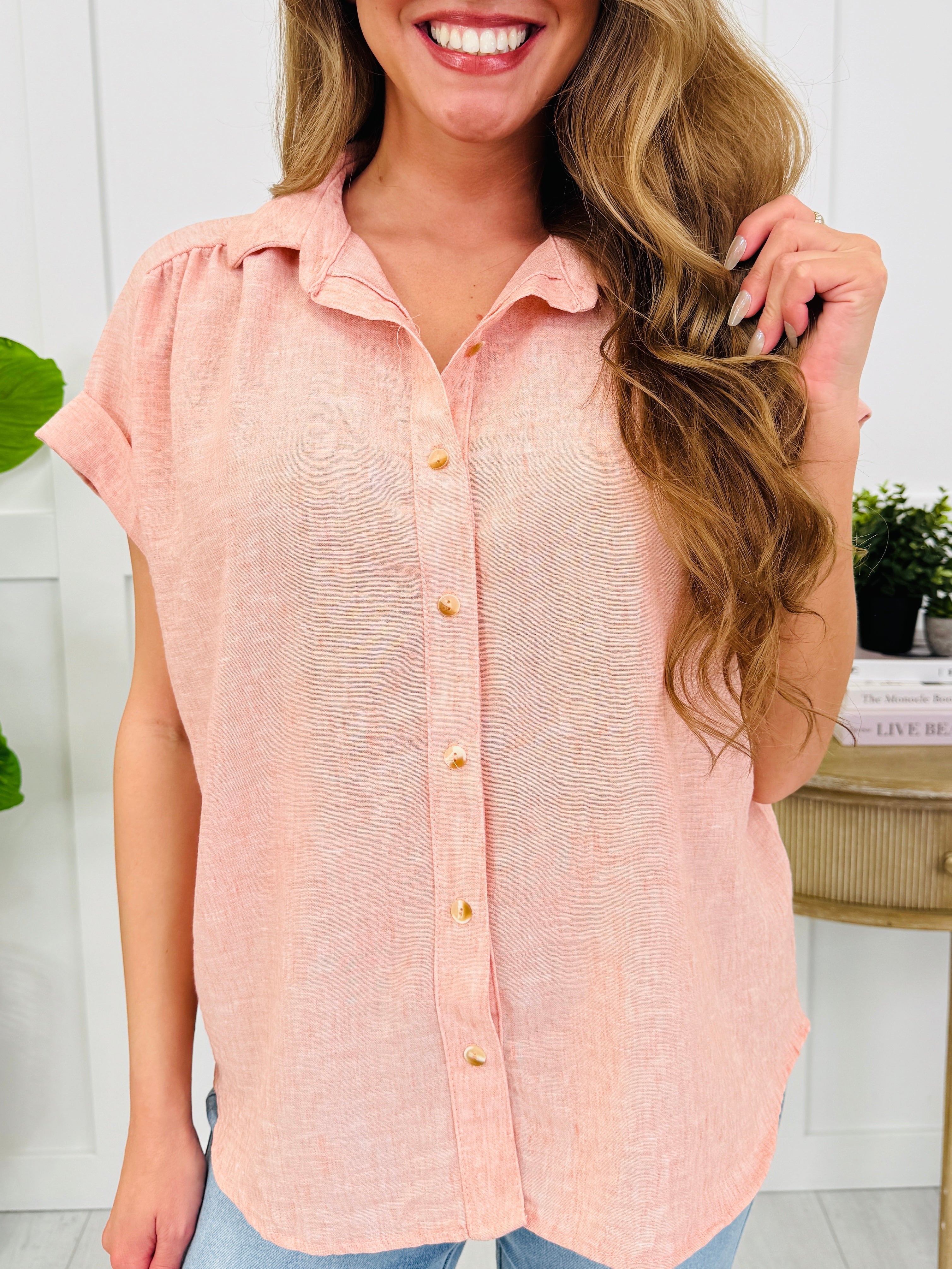 Blush Drift Button Up Top