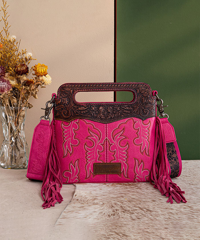 Wrangler Tooled Fringe Crossbody Bag
