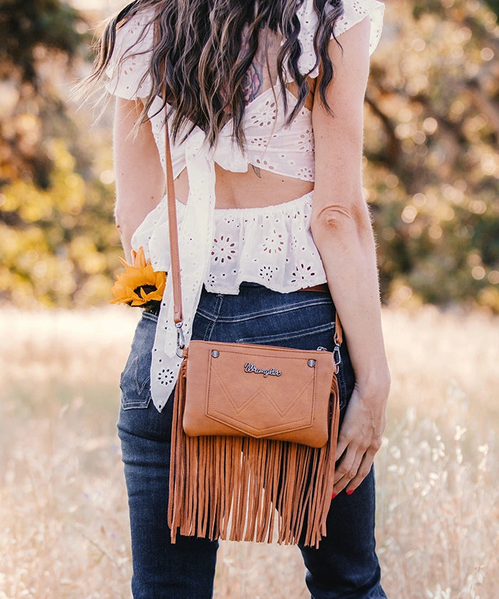 Wrangler Vintage Floral Western Fringe Crossbody Bag