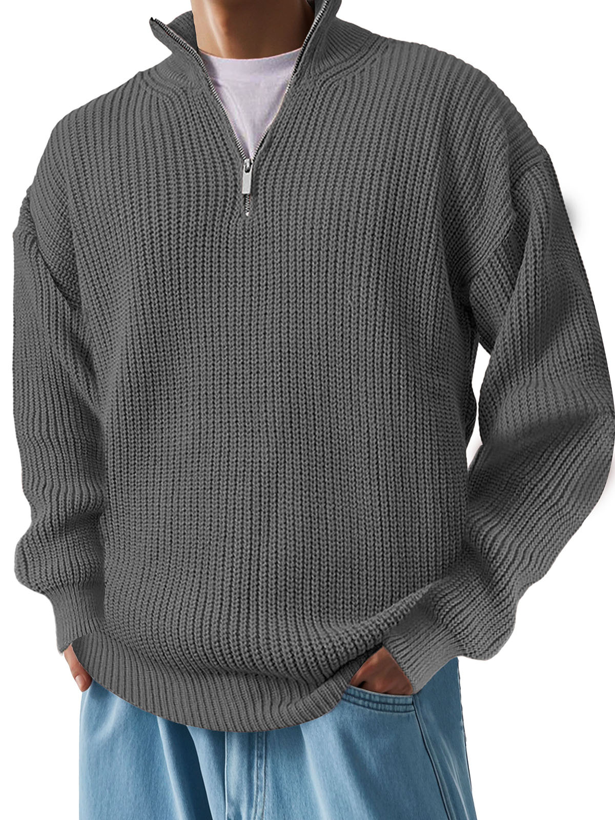 Men's Fashion Casual Stand Collar Long Sleeve Sweater