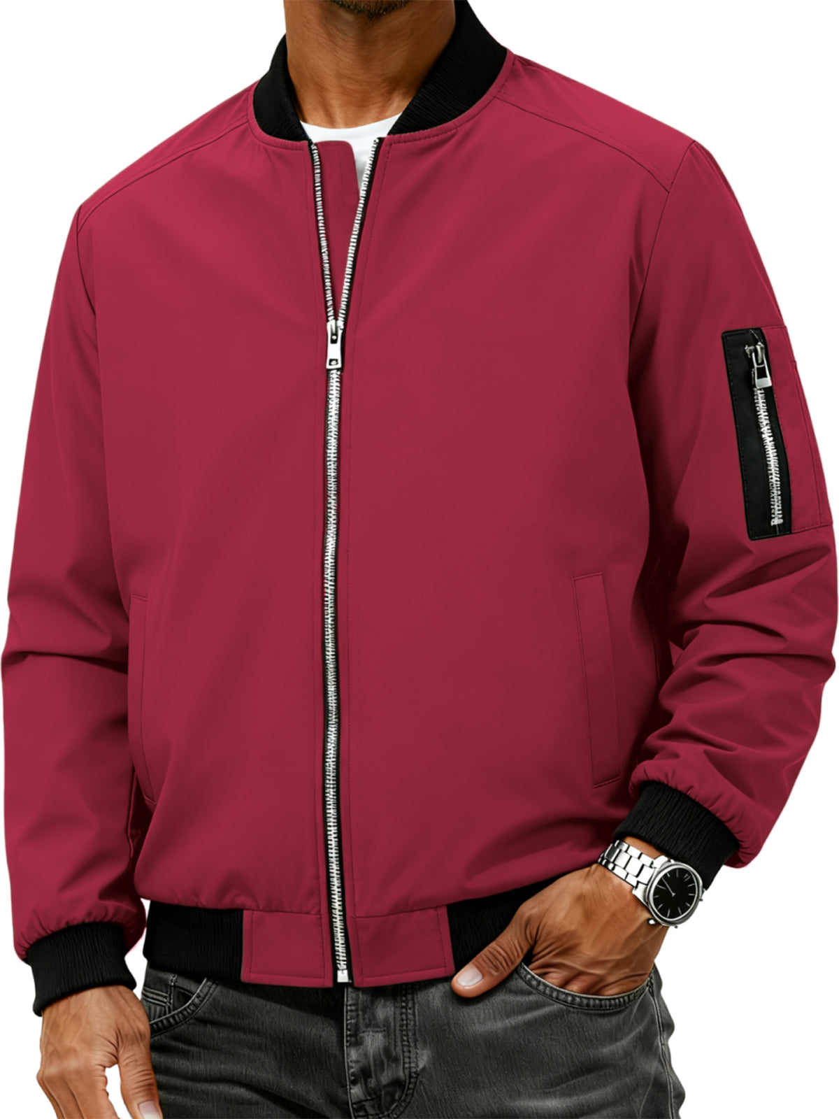 Men's Stand-up Collar Cardigan Zip-up Fashion Jacket