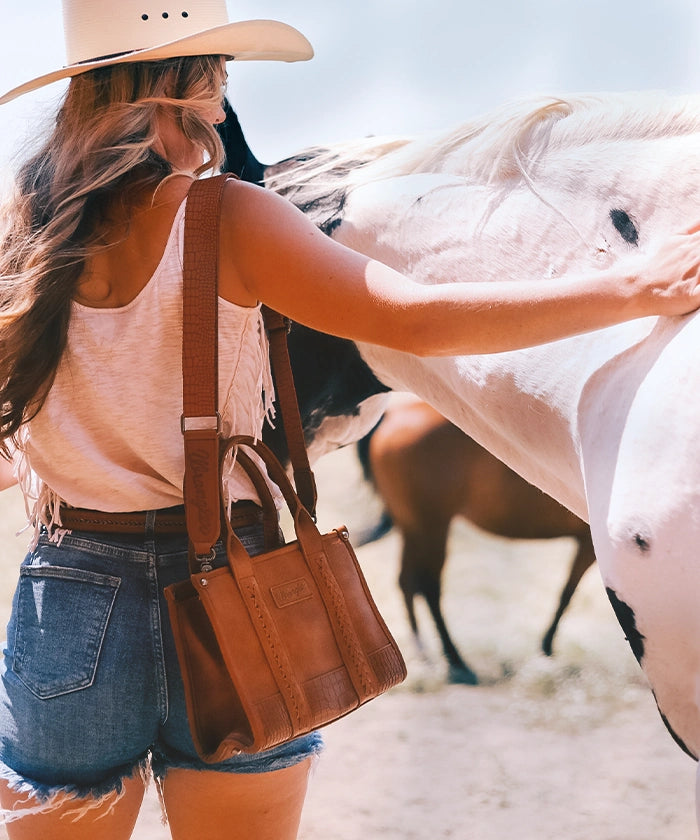 Wrangler Cow Print Crossbody Tote Bag