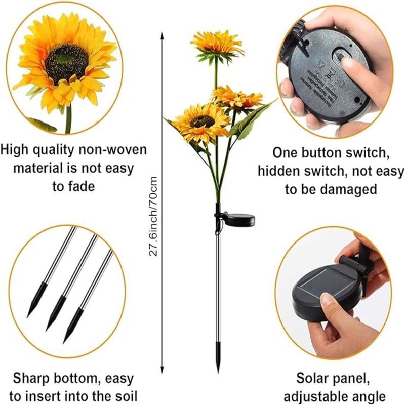 🔥🌻Solar LED Sunflower Garden Lights, Realistic Night Glow for Yard, Lawn, Patio and Porch Decoration, Wate0rproof IP65🔥