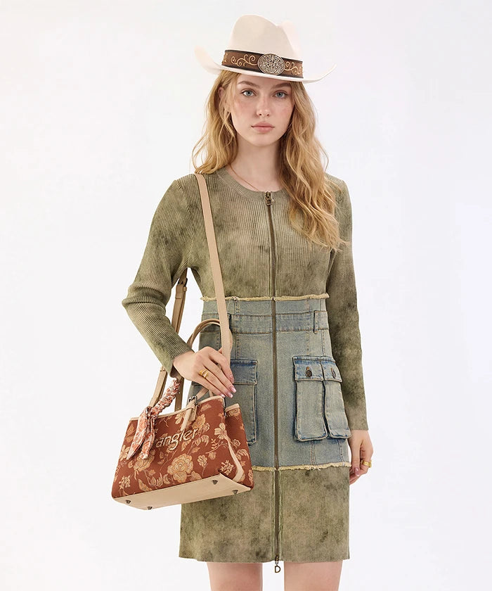Wrangler Vintage Floral Print Canvas Shoulder Bag