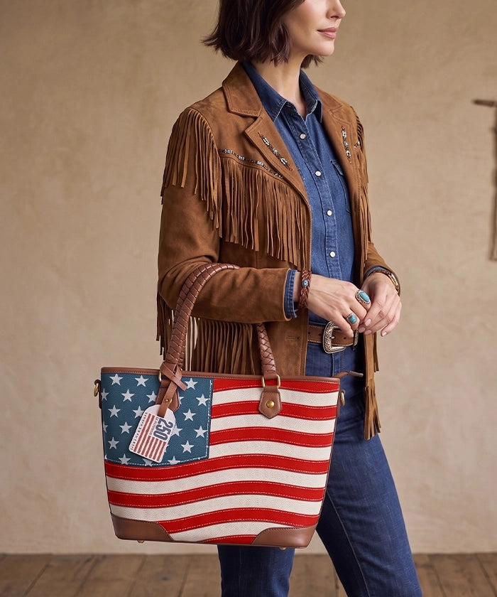 Montana West Vintage American Flag Tote Bag