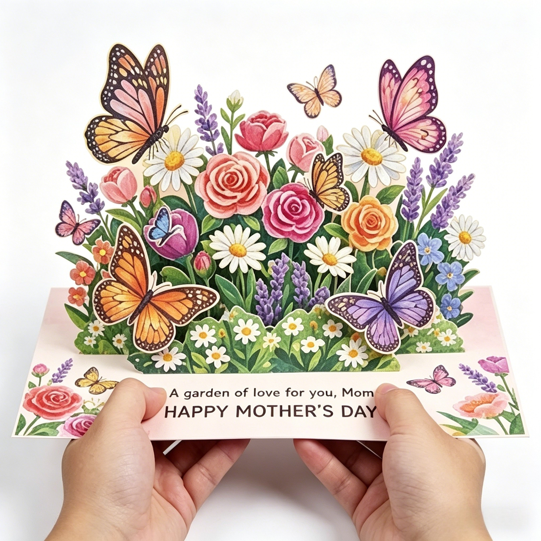 Handcrafted 3D Pop-Up Mother's Day Card - Exquisite Floral Butterfly Art