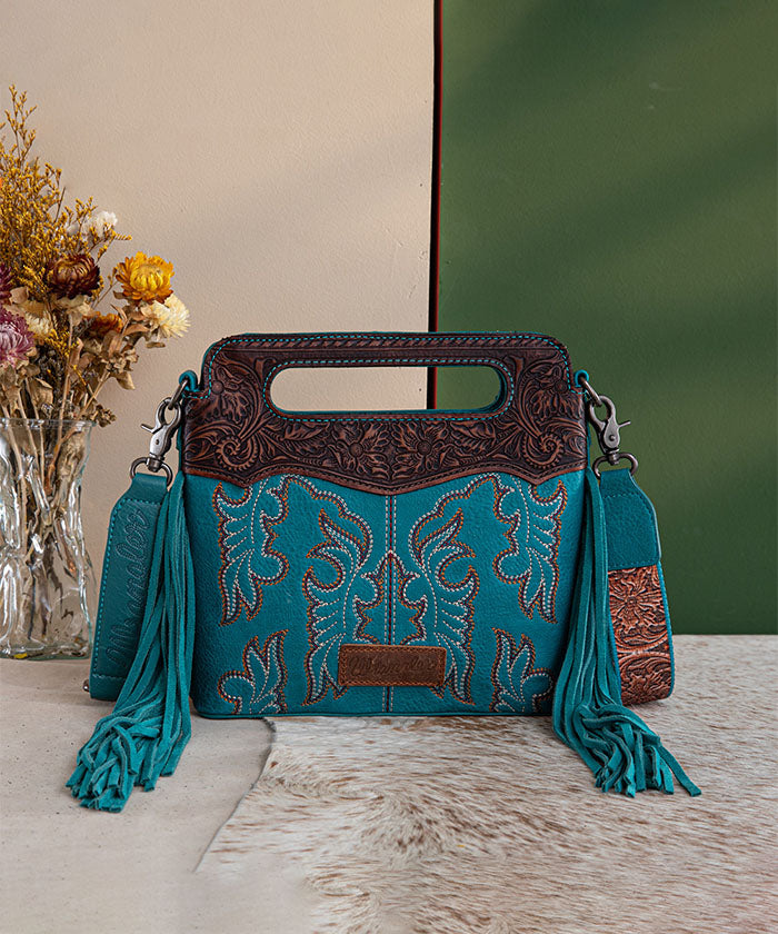 Wrangler Tooled Fringe Crossbody Bag