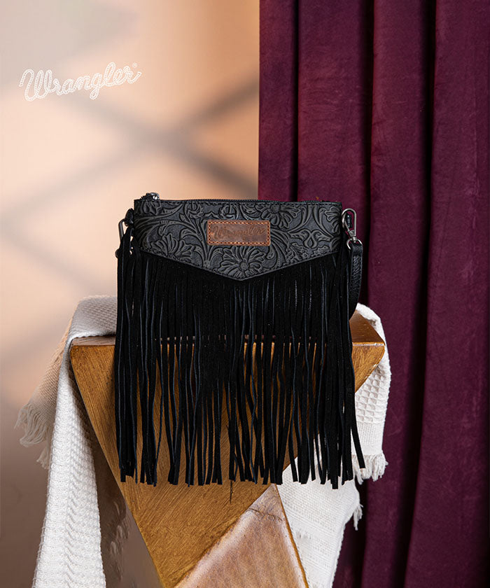 Wrangler Vintage Floral Western Fringe Crossbody Bag
