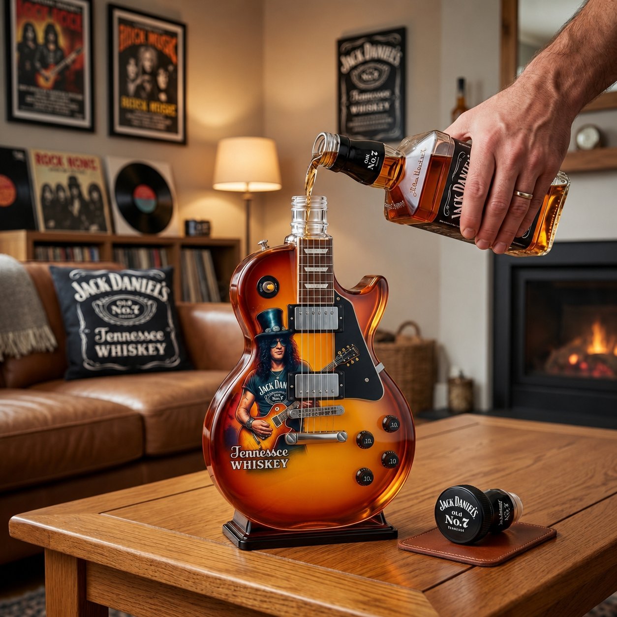 🎁 Father’s Day 49% OFF – 👨‍🎤🤘Appetite for Rock: Vintage Sunburst Guitar Figurine Spirit Bottle🎸✨