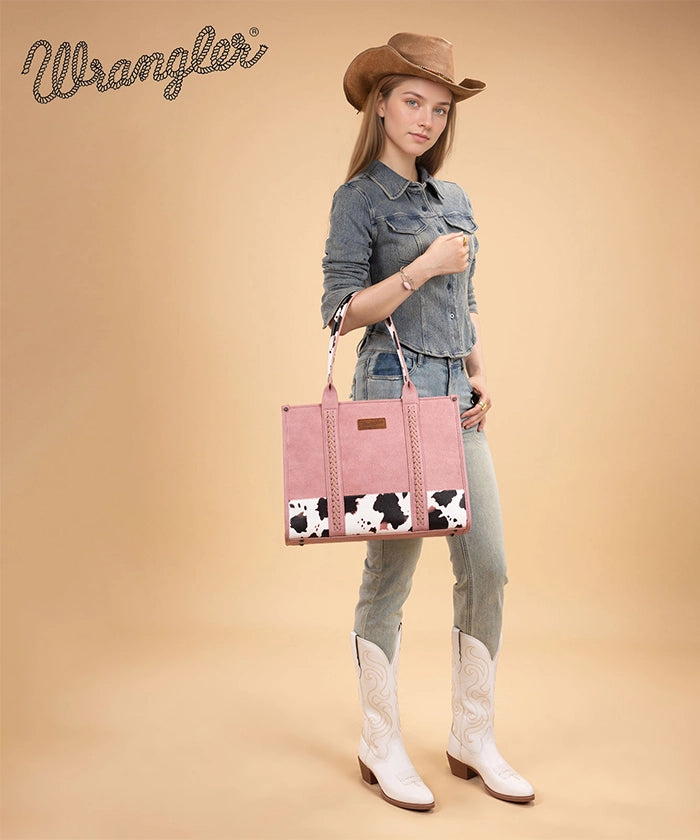 Wrangler Wide Cow Print Tote Bag