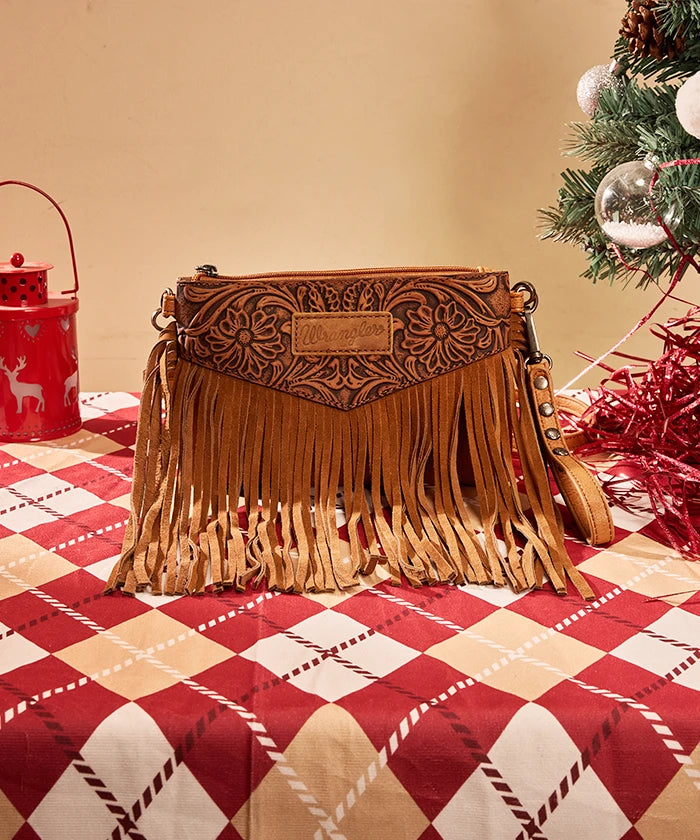 Wrangler Vintage Floral Western Fringe Crossbody Bag