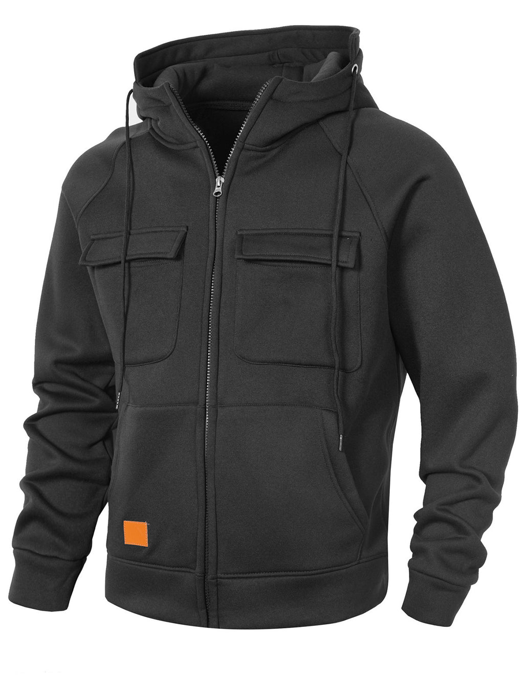 Men's Casual Solid Color Multi-pocket Hooded Cardigan Zipper Jacket