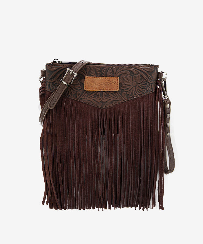 Wrangler Vintage Floral Western Fringe Crossbody Bag