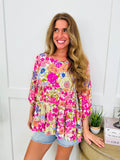 Forever Floral Top In Mint Cream