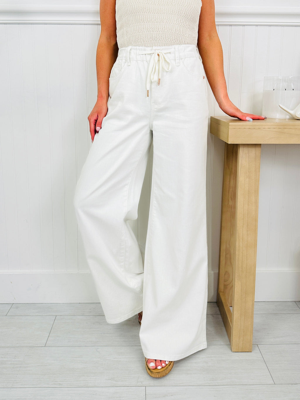 Judy Blue White As a Feather Palazzo Jeans