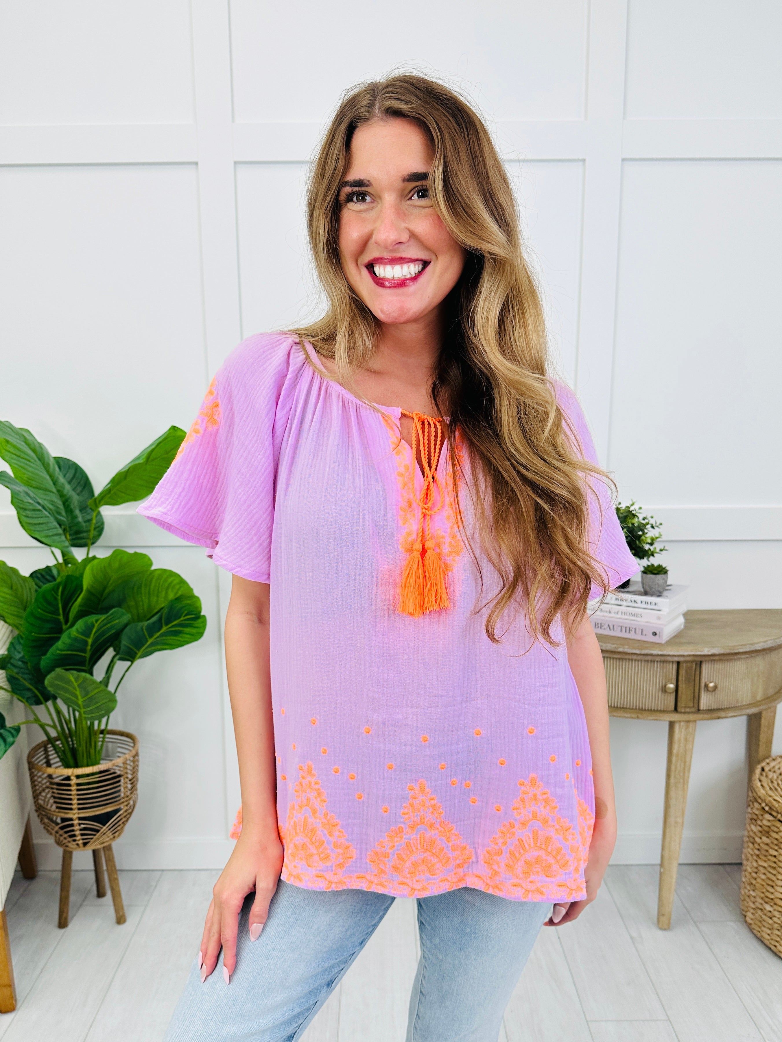 Sunkissed Stitches Top In Lilac